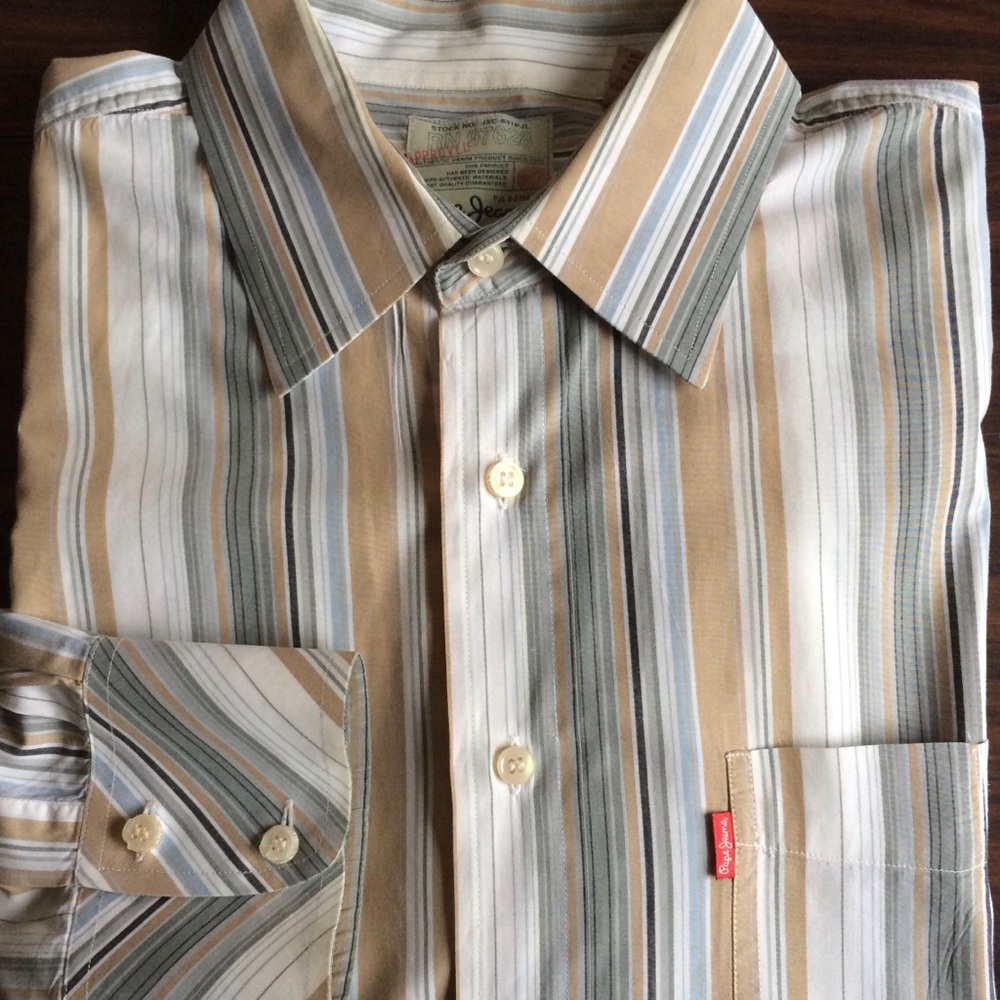 Pepe Jeans London Men’s Dress Shirt Stripe Size XL